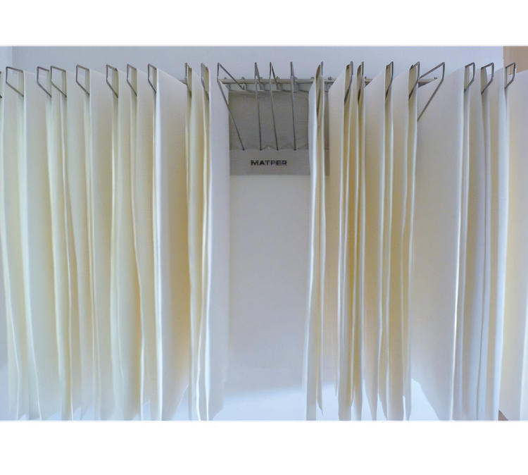 Product image #2 for Matfer Bourgeat Wall-Mount Stainless Steel Drying Rack for Linen Liners with 24 Foldable Pivot Bars, 57-3/4 Inch