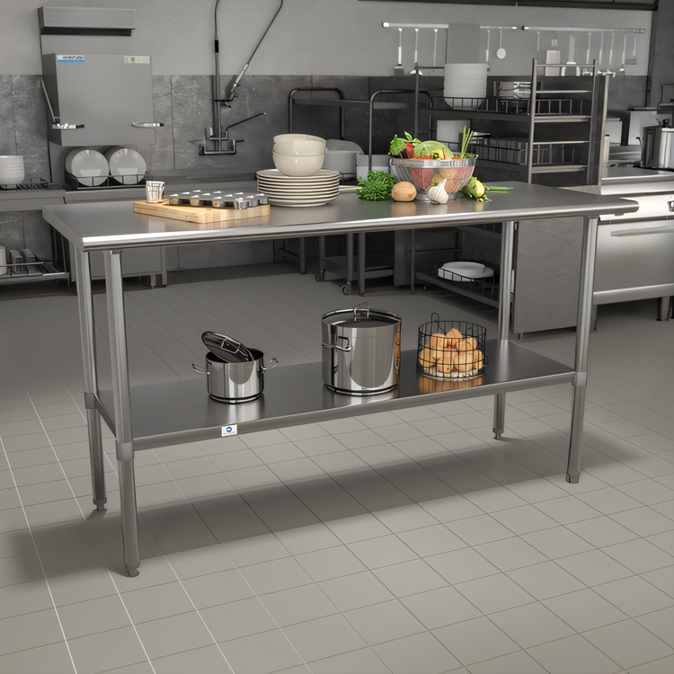 Product image #2 for 60-Inch x 24-Inch 18-Gauge Stainless Steel Prep and Work Table with Undershelf