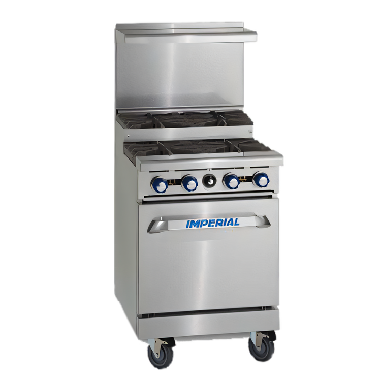 Product image #1 for Imperial Pro Series 36-Inch Gas Restaurant Range with 6 Burners, Open Cabinet Base and Hi-Shelf