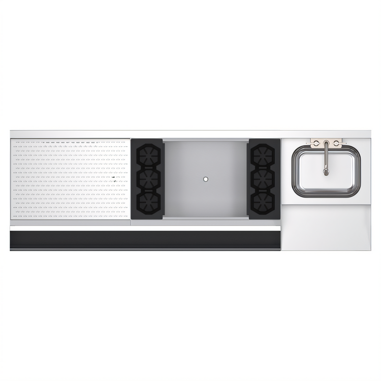 Product image #2 for Krowne Royal Series 72-Inch Freestanding Underbar Ice Bin/Cocktail Station with Drainboard, 18-Inch Blender Dump Sink, and 10-Circuit Cold Plate