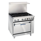 Thumbnail image #1 for Imperial (Middleby) Pro Series IR-6-XB 36-Inch Gas Restaurant Range with 6 Open Burners, Open Cabinet Base & Backriser with Hi-Shelf