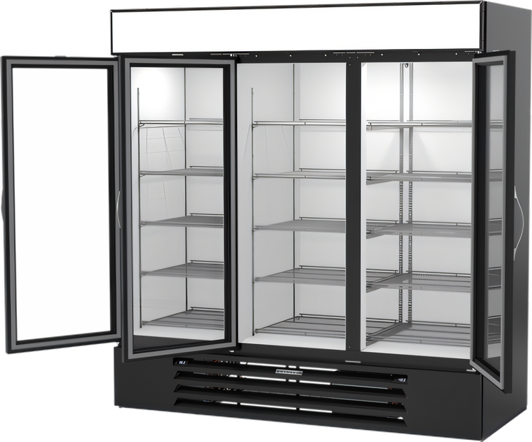 Product image #2 for Beverage Air MarketMax Three-Section Dual Temp Reach-In Glass Door Merchandiser Refrigerator/Freezer
