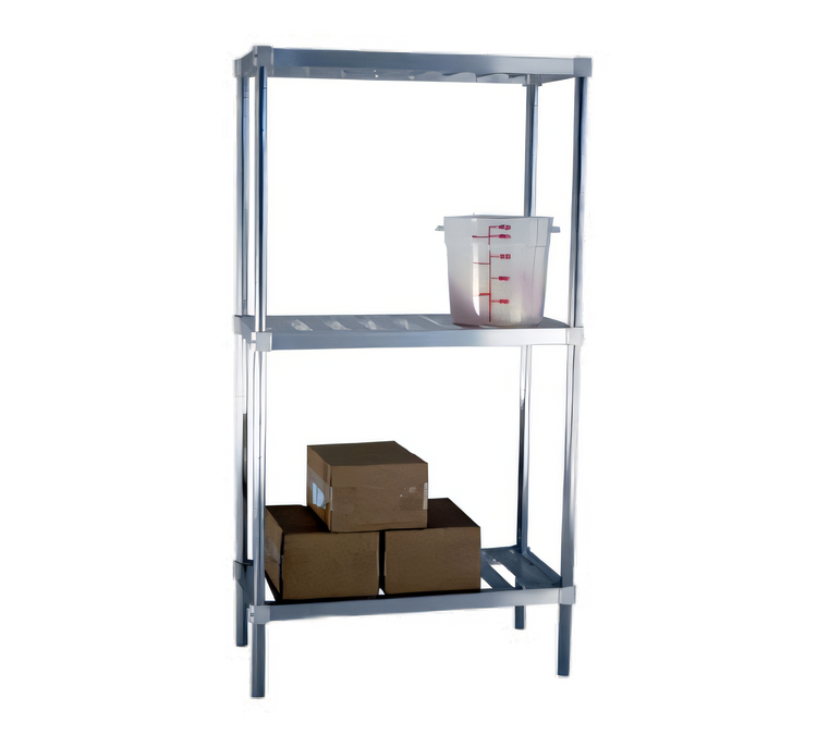 Product image #2 for New Age 1530TB Adjust-A-Shelf 30 in x 15 in T-Bar Wall-Mounted Aluminum Shelf — 1,500 lb Capacity, NSF, Made in USA
