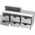 Thumbnail image #2 for Beverage-Air Three-Section Refrigerated Sandwich Prep Table with 6 Drawers, 72-Inch Standard Top