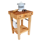 Thumbnail image #2 for John Boos Pro Prep PPB3030 30" x 30" x 36" Stationary Butcher Block Work Table, 4" End-Grain Maple Top, Slatted Shelf
