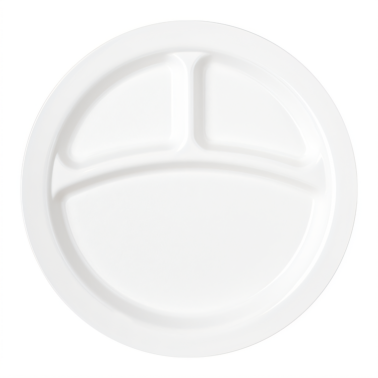Product image #2 for Carlisle 9 Inch White 3-Compartment Narrow Rim Polycarbonate Plate