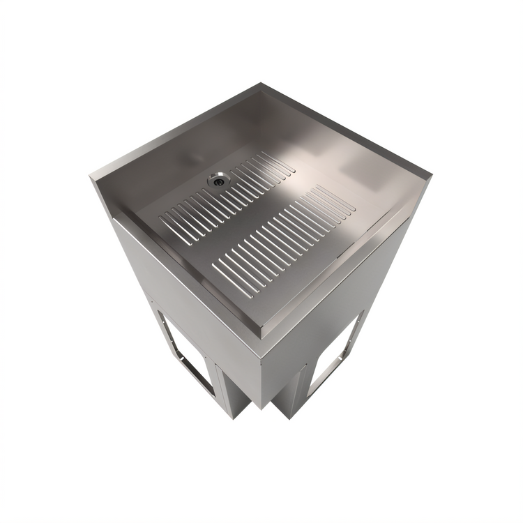 Product image #2 for BK Resources 18 x 18 Inch Freestanding Corner Drainboard with Pedestal Base and BKDR-15CP Drain