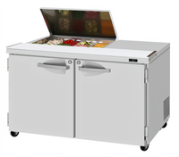 Turbo Air PRO Series 48-1/4-Inch Two-Section Refrigerated Prep Table Work Station with Flat Lid