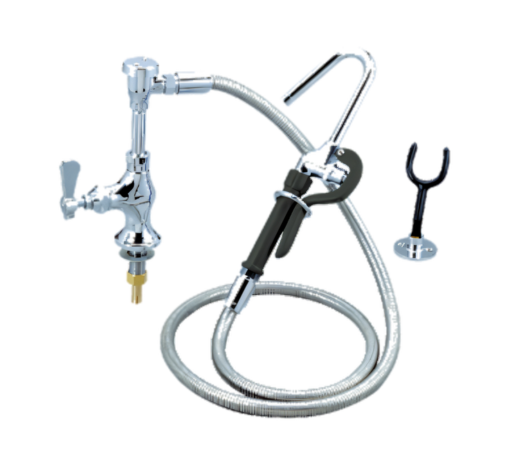 Product image #1 for OptiFlow Single Valve Deck Mount Pot Filler with 72-Inch Stainless Steel Braided Hose