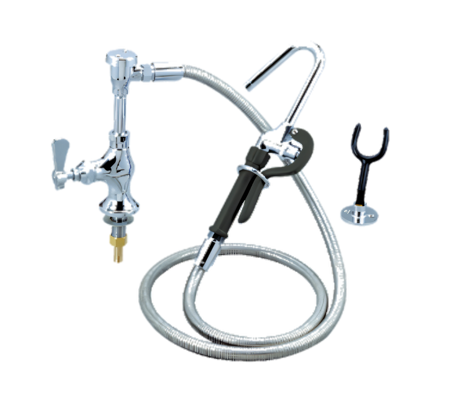 Product image #1 for OptiFlow Single Valve Deck Mount Pot Filler with 72-Inch Stainless Steel Braided Hose