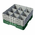 Thumbnail image #2 for Cambro Camrack® Full-Size 9-Compartment Glass Rack with 3 Extenders, Sherwood Green
