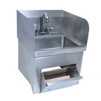 Thumbnail image #1 for BK Resources BKHS-D-1410-SKTS-P-G Wall-Mount Stainless Steel Hand Sink with Towel Dispenser, Faucet, and Side Splashes