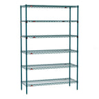Thumbnail image #1 for Metro Super Erecta SEZ-184874K3-S-42 6-Tier Stationary Starter Wire Shelving Unit, Green, 48"W x 18"D x 74"H