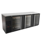 Thumbnail image #1 for Micro Matic USA Pro-Line MBB94G-E Three-Section Refrigerated Back Bar Cooler, 39.2 cu. ft., 3 Glass Doors, Black, 95-1/2 in.