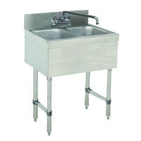 Advance Tabco Special Value Series 24-Inch Wide 2-Compartment Stainless Steel Bar Sink with Splash-Mounted Faucet and 4-Inch Backsplash