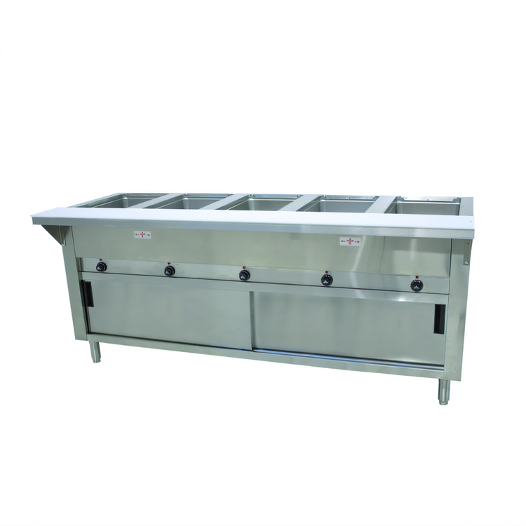 Product image #1 for Advance Tabco Triumph Supreme Electric 5-Well Open Well Hot Food Table with Stainless Steel Base and Cutting Board