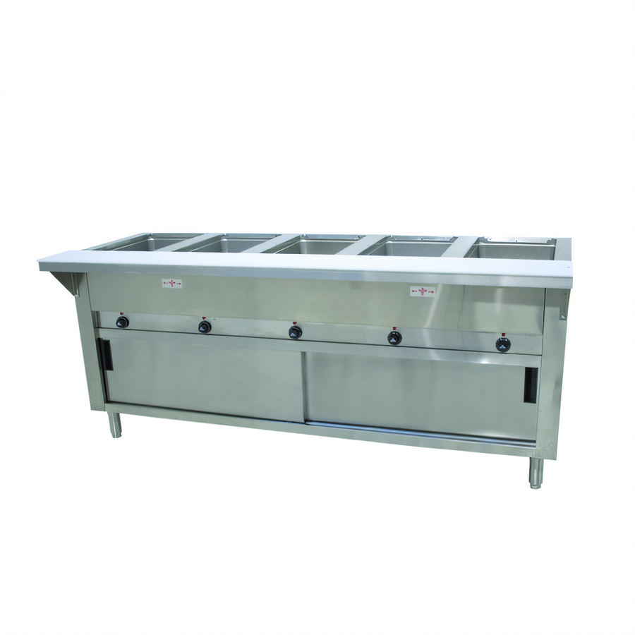 Product image #1 for Advance Tabco Triumph Supreme Electric 5-Well Open Well Hot Food Table with Stainless Steel Base and Cutting Board