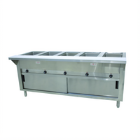 Advance Tabco Triumph Supreme Electric 5-Well Open Well Hot Food Table with Stainless Steel Base and Cutting Board