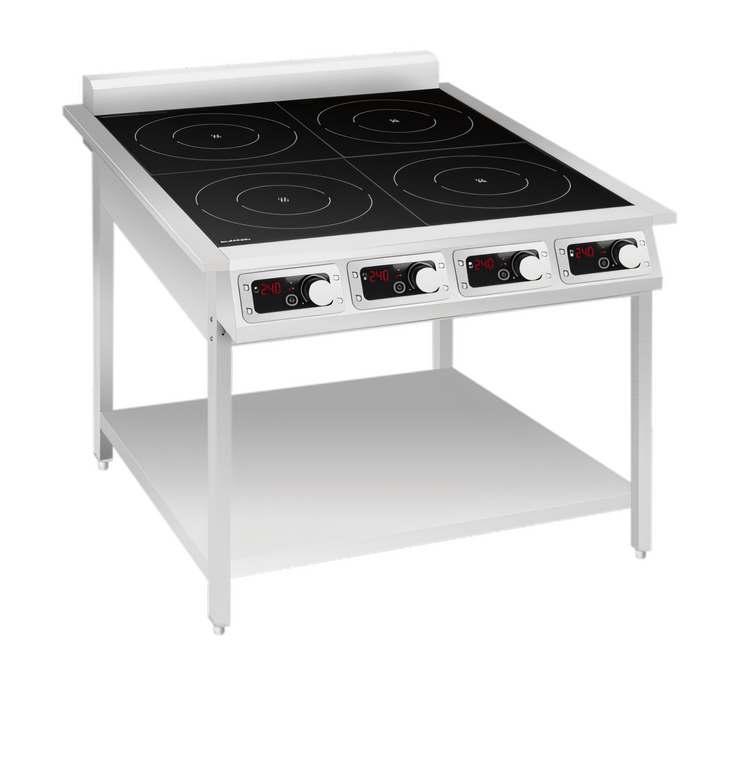 Product image #1 for Eurodib Commercial Four-Zone Induction Cooktop on Legs, 31.2-Inch, 240V, 1-Phase
