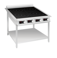 Eurodib Commercial Four-Zone Induction Cooktop on Legs, 31.2-Inch, 240V, 1-Phase
