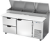Thumbnail image #1 for Beverage-Air DPD67HC-2 Two-Section Pizza Top Refrigerated Counter with 2 Drawers and 1 Door, 67 Inch