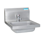 Thumbnail image #1 for BK Resources BKHS-D-1410-1MF Wall-Mount 304 Stainless Steel Hand Sink, 14 x 10 x 5 in Bowl, Metering Faucet Included
