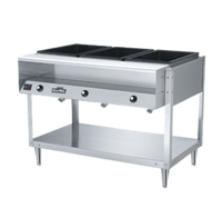 ServeWell® 3-Well Stainless Steel Hot Food Table with Open Shelf Base, 46 x 32 x 34-Inch, 208-240V