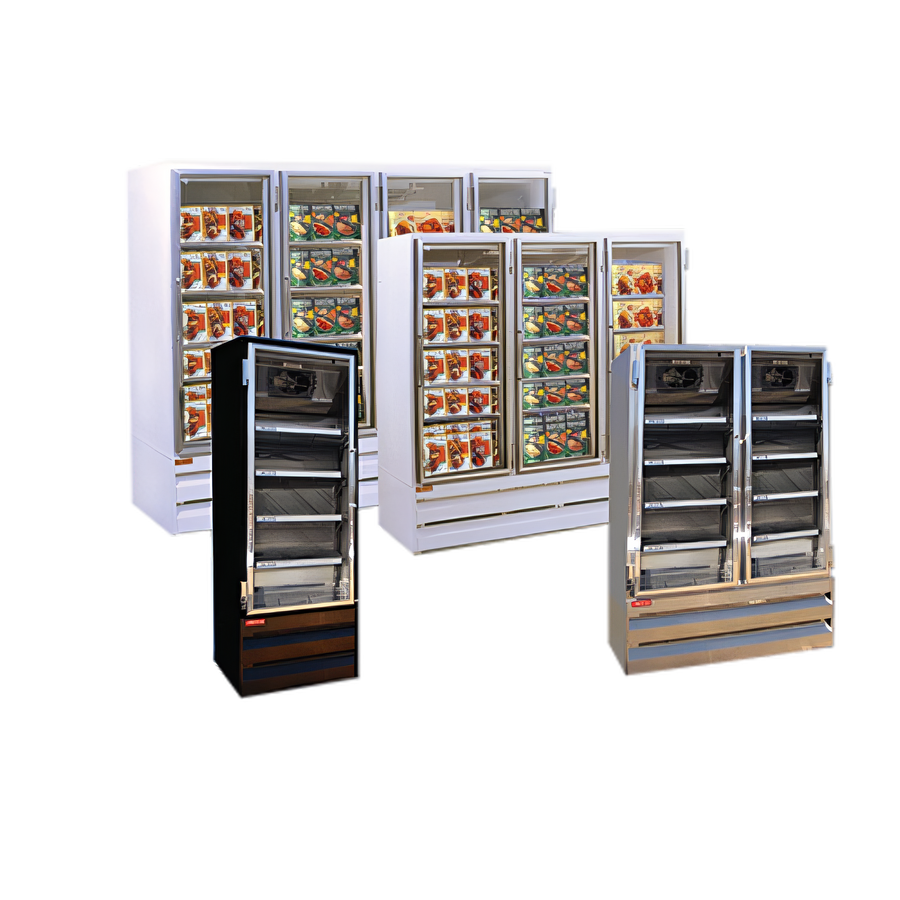 Product image #1 for Howard-McCray GF88BM-S-FF Four-Section Glass Door Frozen Foods Merchandiser Freezer, 88 Cu. Ft., Stainless Steel