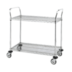 Thumbnail image #1 for Metro Super Erecta MW612 2-Shelf Stainless Steel Utility Bus Cart, 36 x 24-Inch Tubular Wire Shelves, Dual Push Handles