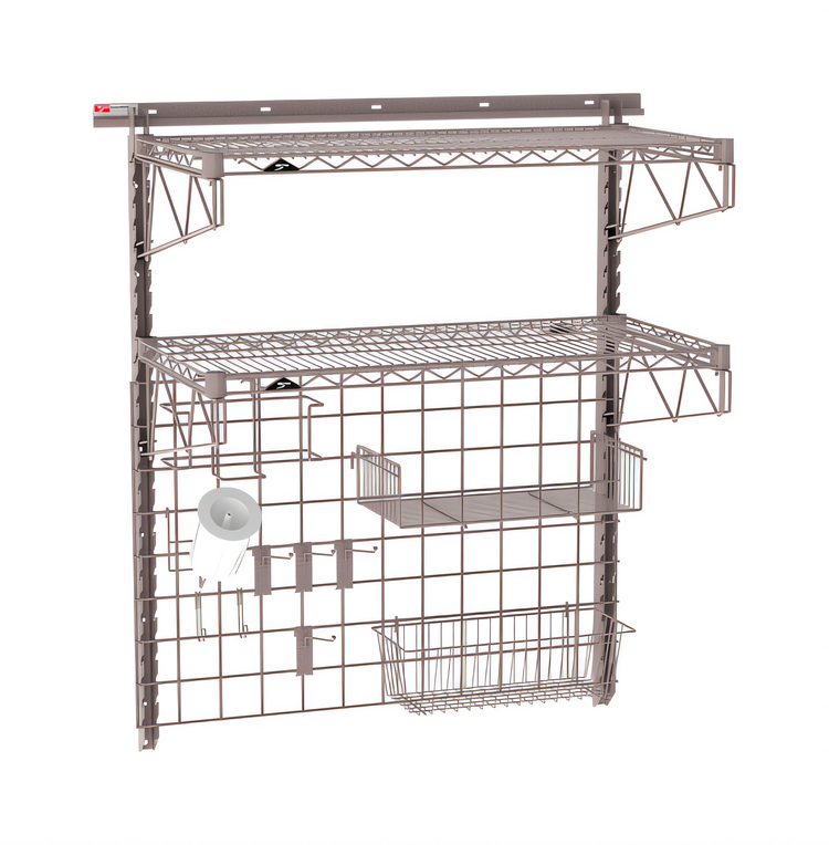 Product image #1 for Metro SmartWall Complete Prep Wall-Mounted Starter Unit with 2 Wire Shelves, Metroseal Gray