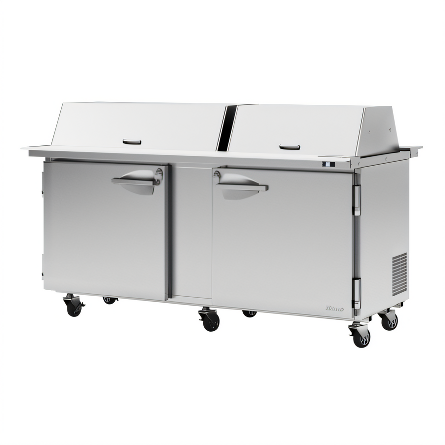 Product image #1 for Turbo Air PRO Series 2-Section Mega Top Sandwich/Salad Prep Table with Dual-Sided Lids, 30-Pan, 72-5/8-Inch
