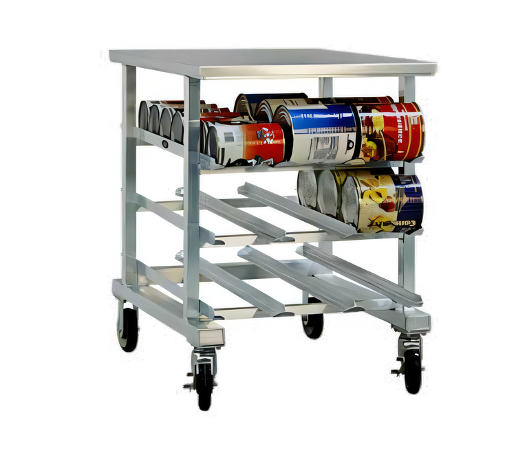 Product image #1 for New Age Mobile Counter-Height Can Storage Rack with Stainless Steel Top, 54 #10 or 72 #5 Can Capacity