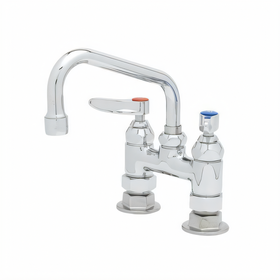 Product image #1 for T&S Brass B-2283 Double Pantry Deck-Mount Mixing Faucet, 4-Inch Centers, 6-Inch Swing Nozzle