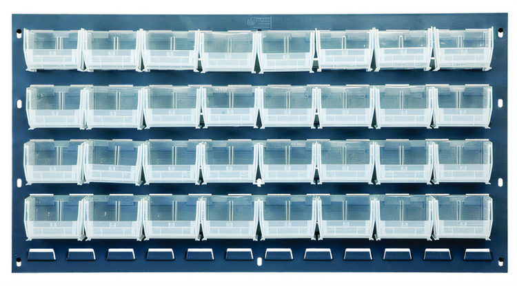 Product image #1 for Quantum Wall-Mounted Louvered Panel Starter Unit with 32 Clear Bins, 36 x 6 x 19 Inches