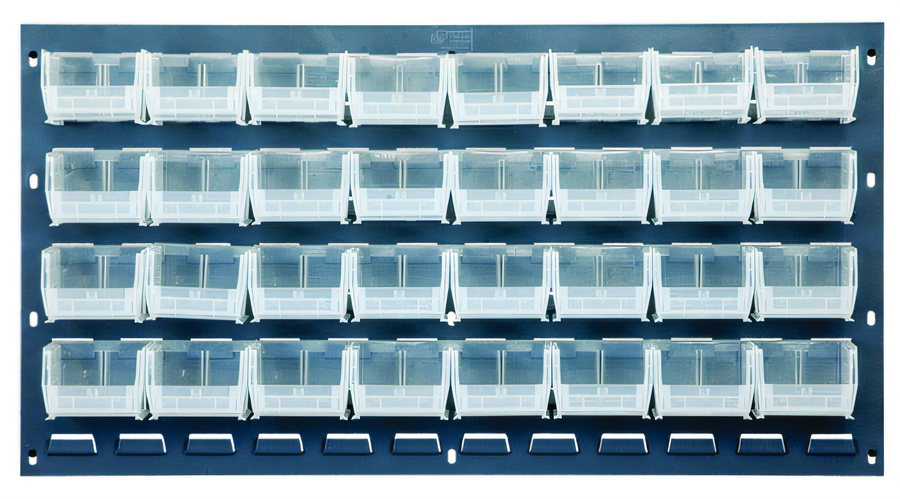 Product image #1 for Quantum Wall-Mounted Louvered Panel Starter Unit with 32 Clear Bins, 36 x 6 x 19 Inches