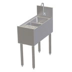Thumbnail image #1 for Perlick Corporation Tobin Ellis Signature TSCE12PS 12-Inch Freestanding Stainless Steel Underbar Sink with Glass Rinser, 6-Inch Backsplash