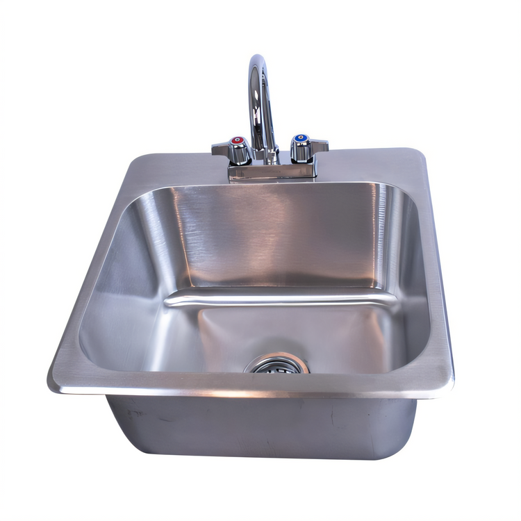Product image #1 for BK Resources Deep Drawn One-Compartment Drop-In Sink with Deck-Mount Faucet and Basket Drain