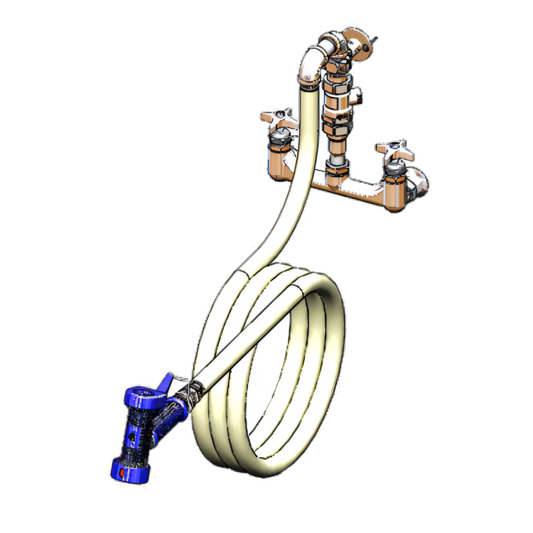 Product image #1 for T&S Brass Wall-Mount Big-Flo Mixing Washdown Station with 10-Foot Creamery Hose and Rear Trigger Water Gun