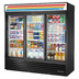 Thumbnail image #1 for True 3-Section Glass Door Merchandiser Refrigerator with Sliding Doors, 12 Shelves