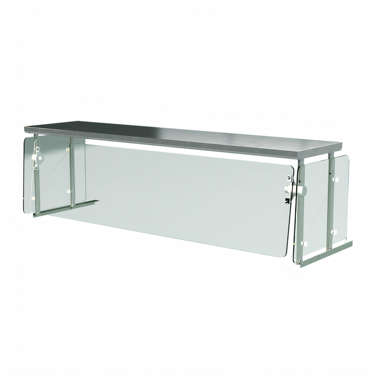 Product image #1 for Advance Tabco Sleek Shield Single-Sided Cafeteria-Style Glass Food Shield for 3-Well Hot/Cold Tables