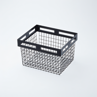 American Metalcraft Twilight Rectangular Nestable Metal Serving Basket, Black, 12-1/8 x 10 x 8 Inches