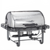 Thumbnail image #1 for Mesa 8 Qt Rectangular Hammered Stainless Steel Roll-Top Chafer with Canned Heat