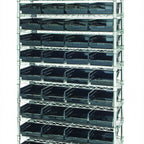 Thumbnail image #1 for Quantum WR12-114CO Conductive Bin Wire Shelving System, Stationary, 36"W x 24"D x 74"H, Chrome Plated, 12 Shelves, 44 Bins