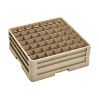 Traex Full-Size 49-Compartment Closed-Wall Compartment Glass Rack with Two Extenders, Beige