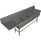 Thumbnail image #1 for John Boos Pro-Bowl 4PB1824-1D24L 4-Compartment Freestanding Stainless Steel Sink with Left-Hand 24-Inch Drainboard, 16-Gauge