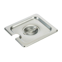 Winco 1/6 Size Slotted Steam Table Pan Cover with Handle, 25-Gauge 18/8 Stainless Steel