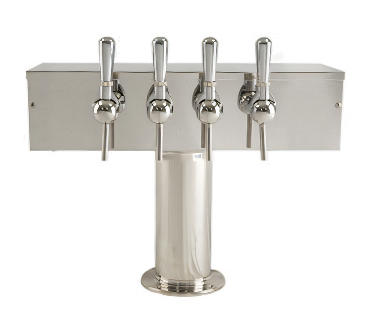Product image #1 for T Style Countertop Air-Cooled Wine Font with 4 Polished 304 Stainless Steel Side Pull Faucets