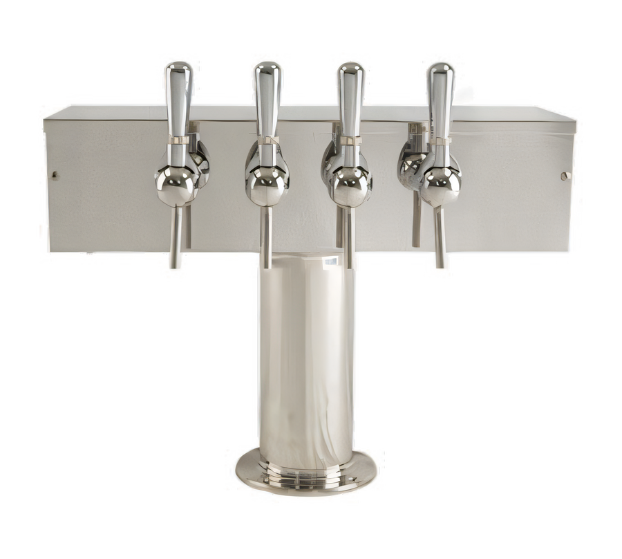 Product image #1 for T Style Countertop Air-Cooled Wine Font with 4 Polished 304 Stainless Steel Side Pull Faucets