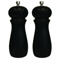 Winco 2-Piece Pepper Mill Set, Rubberwood, Black Matte Finish, 2-1/4-Inch Dia. x 6-Inch H
