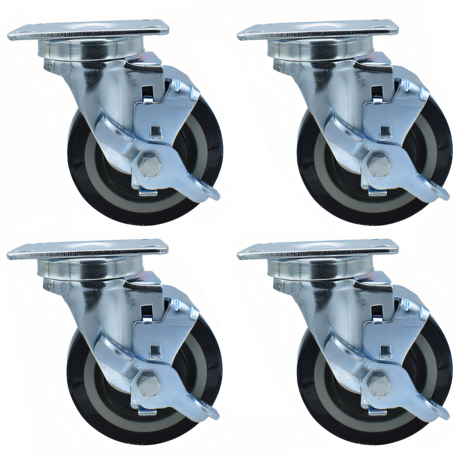 Product image #1 for BK Resources 4SBR-1PT-PLY-PS4 Shelf Casters & Leveling Feet